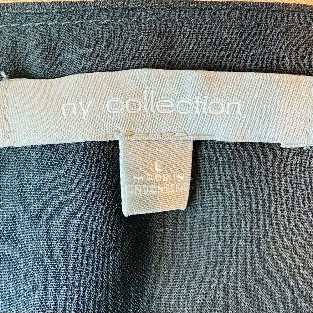 NY Collection Black Beaded Sleeveless Ruffle Blouse Size Large - Picture 8 of 8